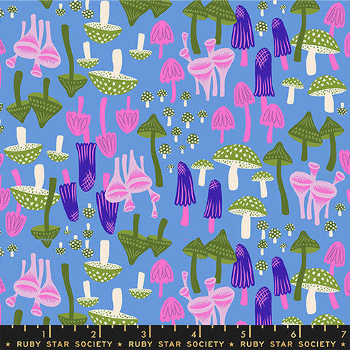 PREORDER Hello Alice Mushroom in Lindley Blue RS2124 13 - Ruby Star Society Sold by the Half Yard